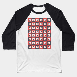 Black and Red Checkered Pattern Baseball T-Shirt